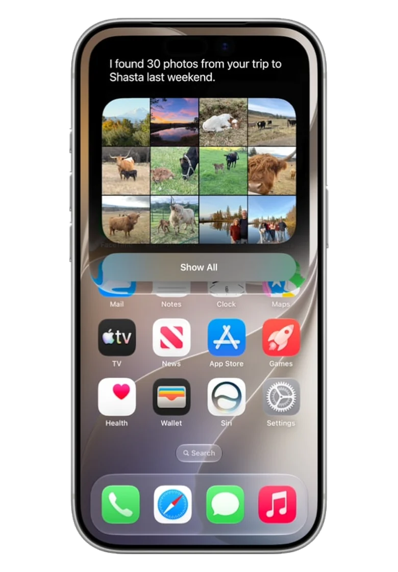 iPhone running the iOS 28 developer beta (concept)